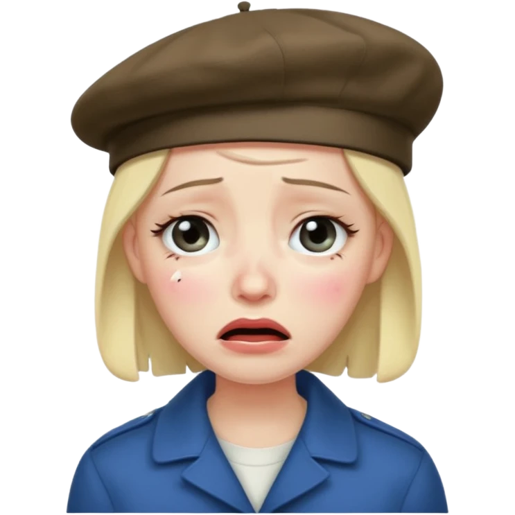 😭 with beret emoji