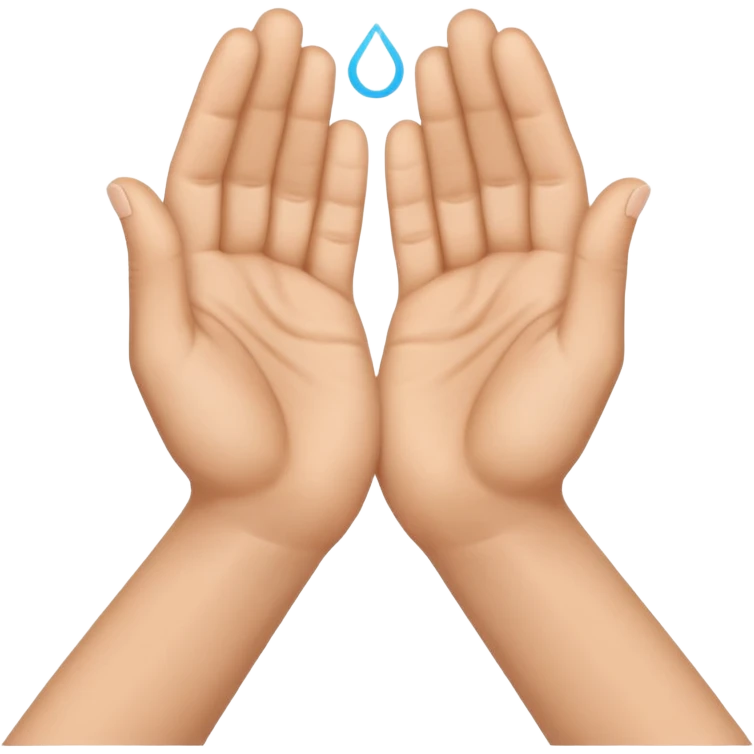 prayer gesture, hands from first-person perspective, thumbs in front emoji