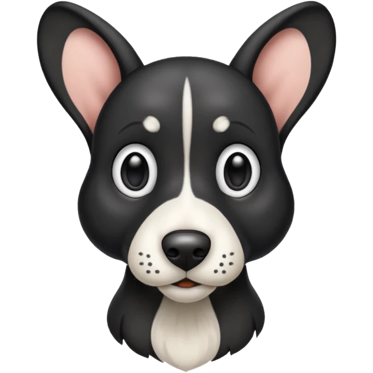 Black hound dog with big ears, white snout and white chest emoji