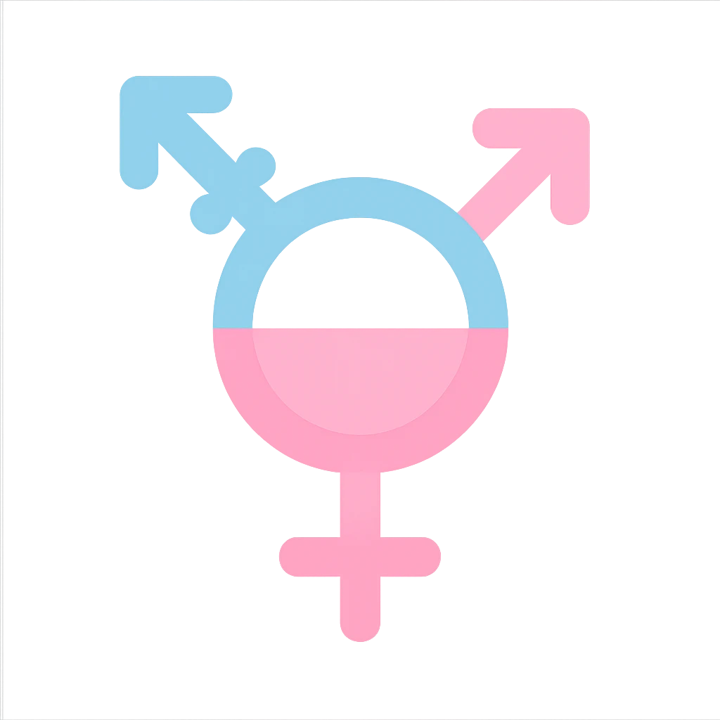 transgender gender symbol, flat pastel blue and pink, minimal emoji style, suitable for Discord role icon, color icon style emoji