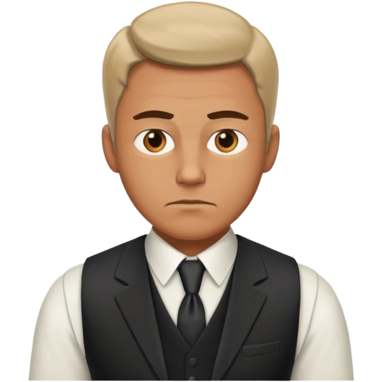 Adult man, wearing a formal vest, serious look
 emoji