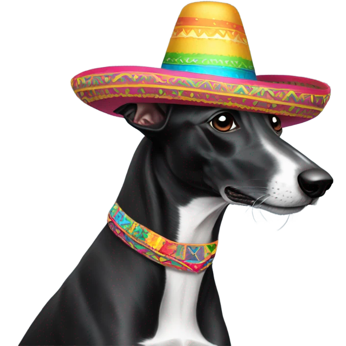 Black greyhound with sombrero  emoji