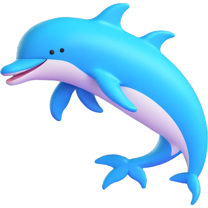 Chilean dolphin, playful, jumping, shiny texture, 3D emoji style emoji