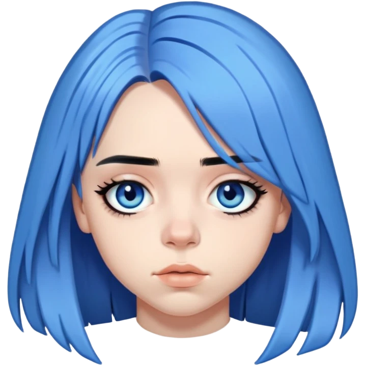 billie eilish long blue hair dark eyeliner emoji