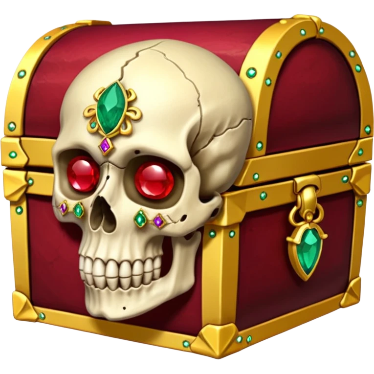 Human skull inlaid with gemstones in jungle treasure emoji