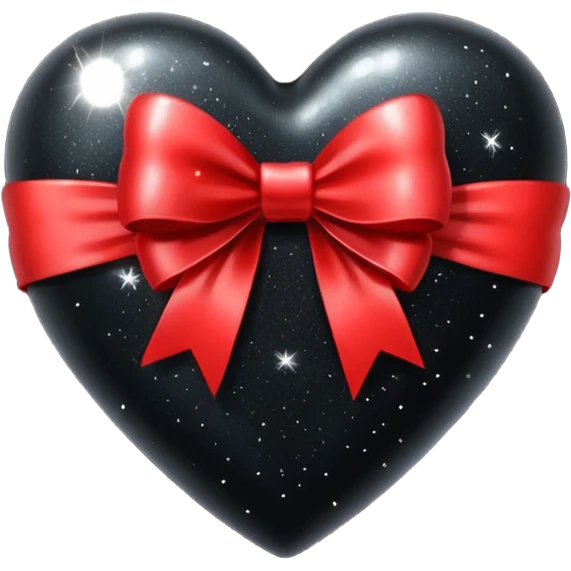 black heart with a red bow with sparkles emoji