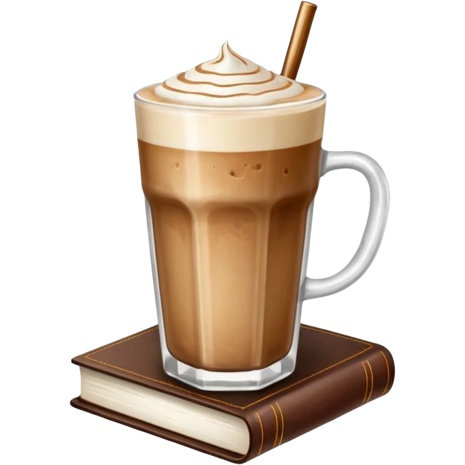 Ice latte and beautiful brown book emoji