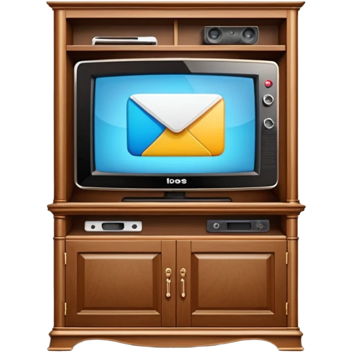 modern tv with news channel on it standing on a super luxurious cupboard emoji