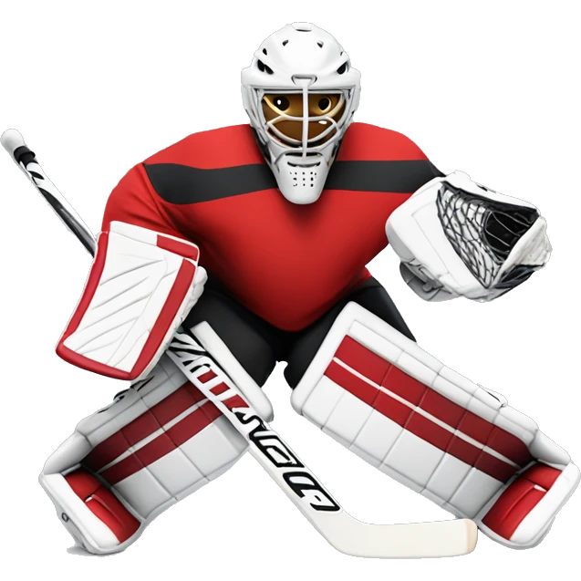 Ice hockey goalie with red pads emoji