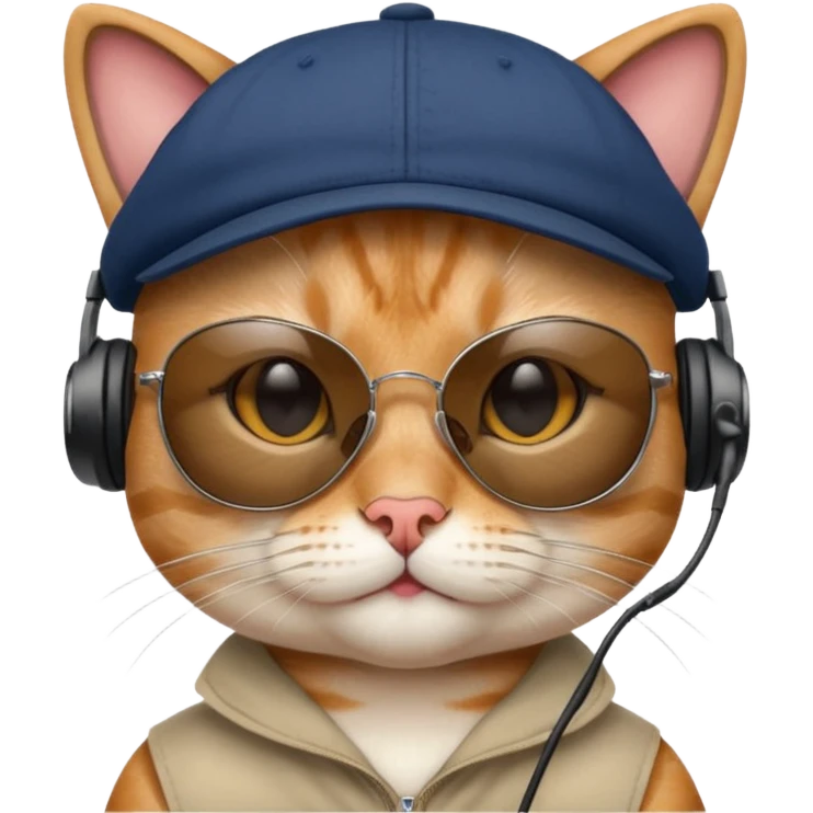Cat sunglasses earphones cap  emoji