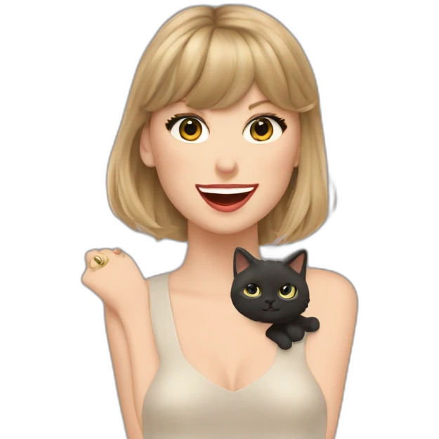 Taylor Swift chante avec un micro et un chat  emoji
