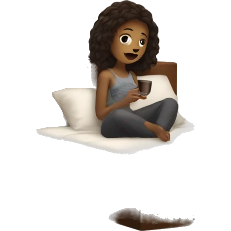 Girl with coffee in bed emoji