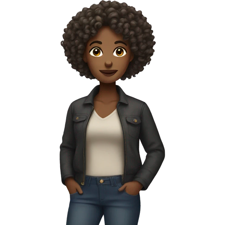 black woman with curly hair emoji