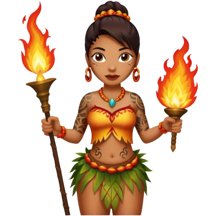 hawaiian female fire dancer with tattoos emoji