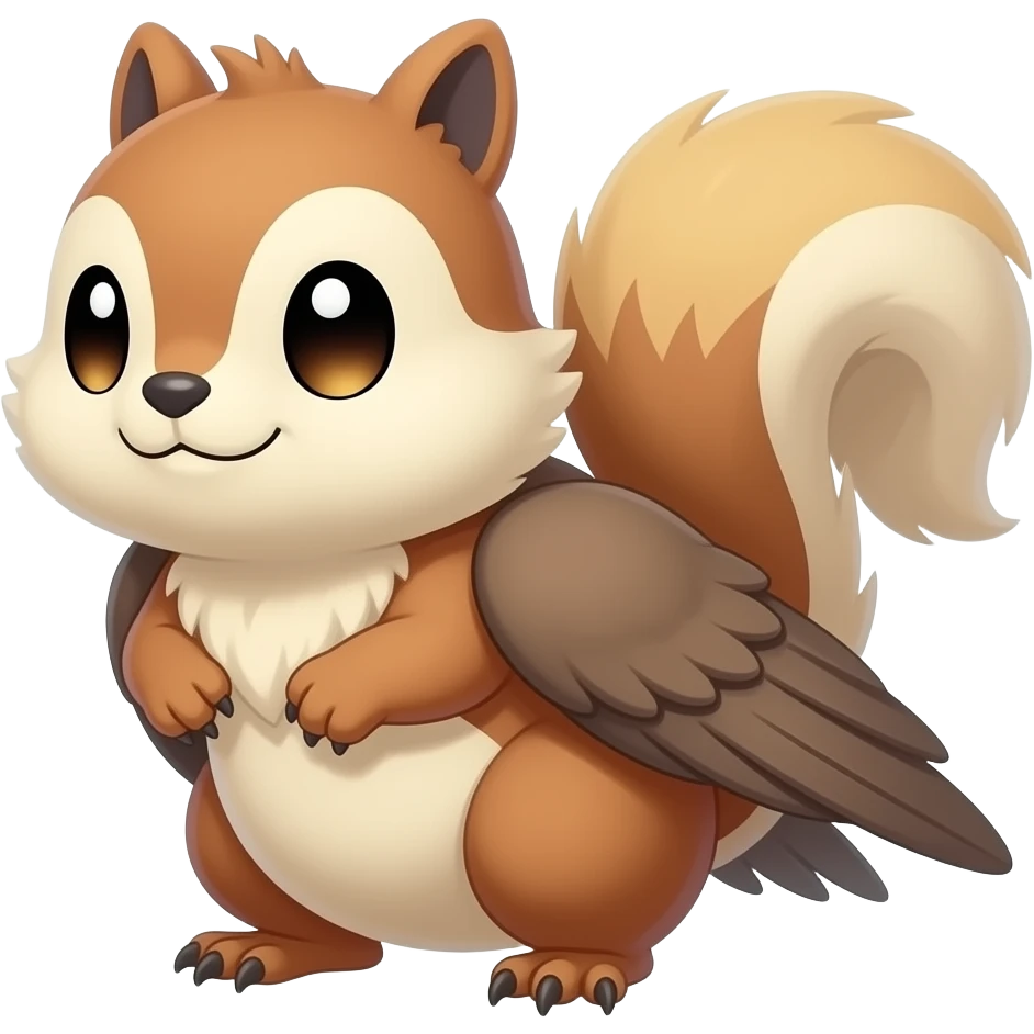 Cute chipmunk-sparrow-Fakemon-gryphon-hybrid-creature emoji