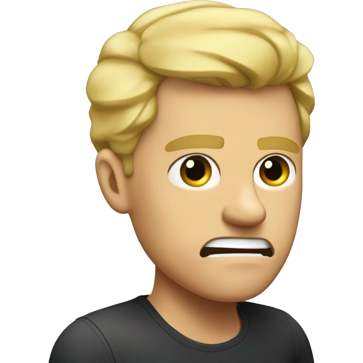 A blonde man, medium sized a little big, comb over, so angry he turns red emoji