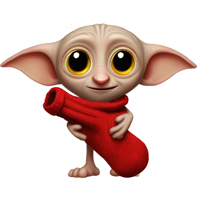 Dobby holds a red sock in his hand emoji