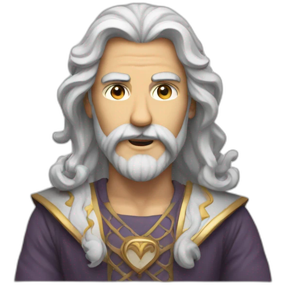 God, man with long hair, beard and white mustache emoji