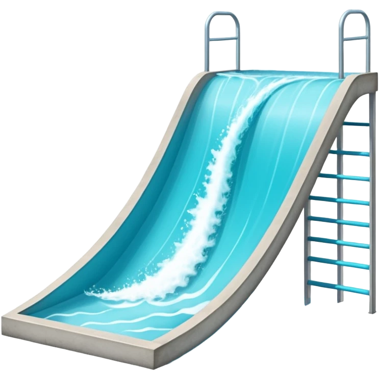 An artificial wave pool with turquoise blue water creating a perfect wave for surfing, surrounded by a gentle edge, with a ladder. emoji