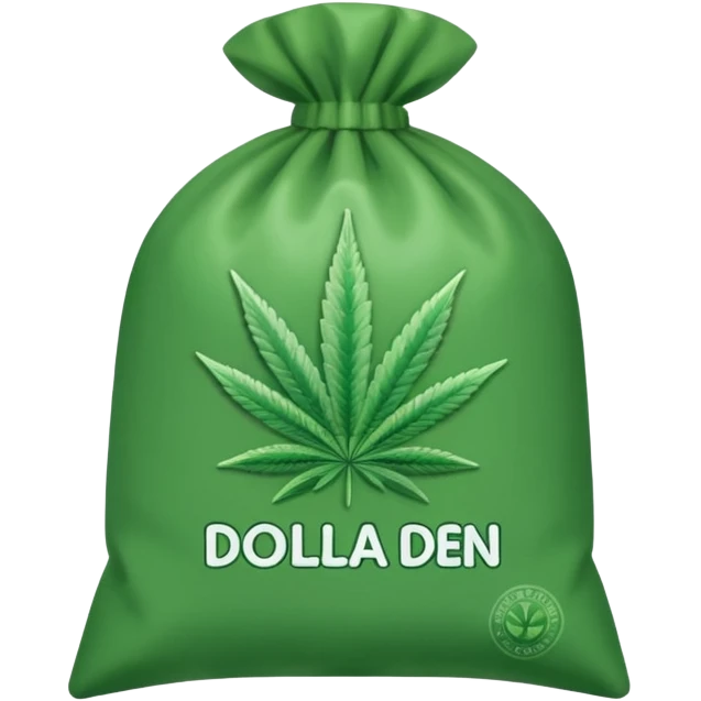 Weed pound baggie with the name Dolla Den and a logo emoji