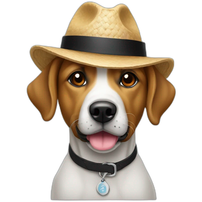 Un chien avec un chapeau noir emoji