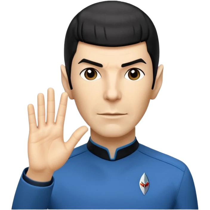 Spock making the Vulcan salute in Starfleet blue uniform (Star Trek) emoji