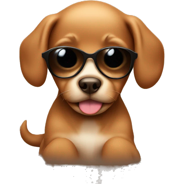 cute brown puppy with wearing sunglasses emoji