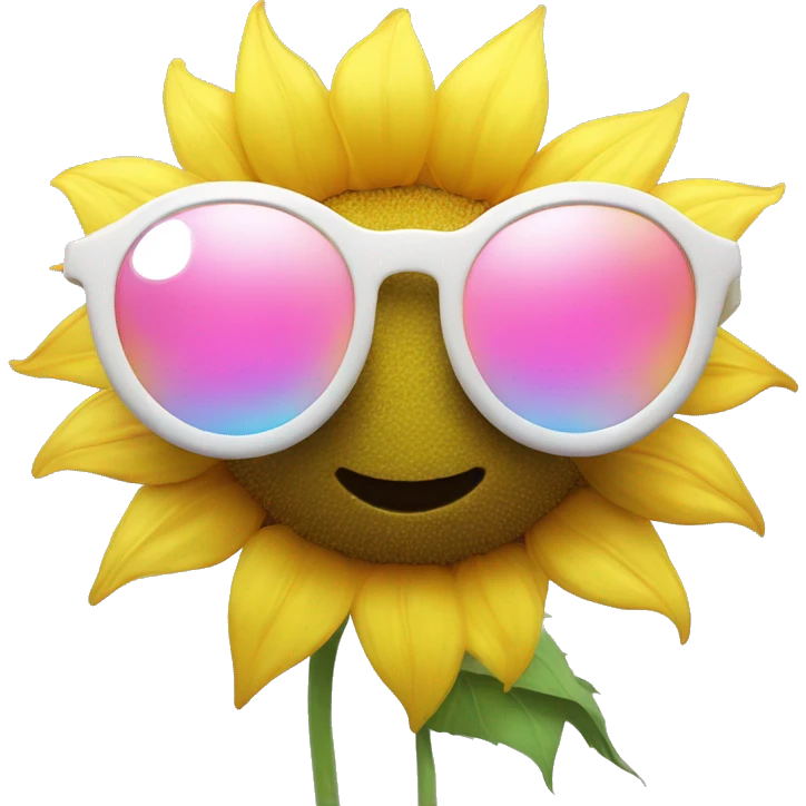 Sunflower with white sunglasses pink iridescent lenses emoji