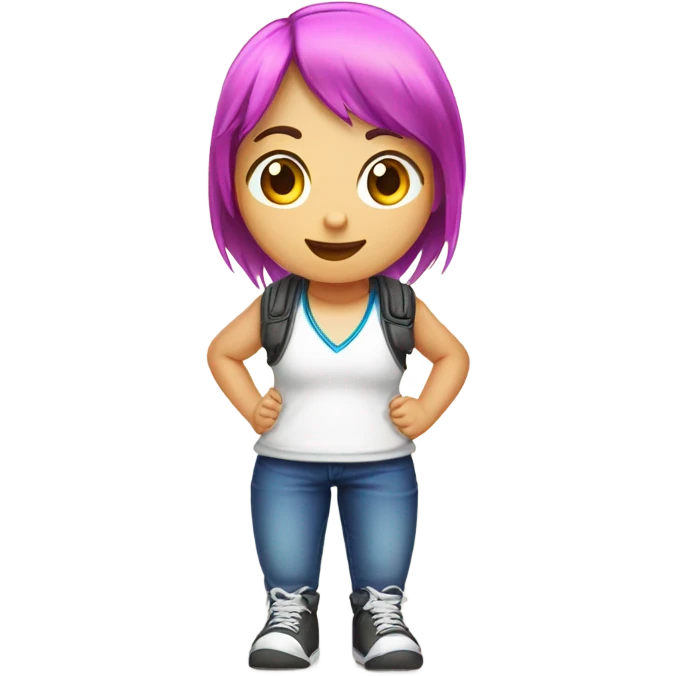una niña gamer jugando video juegos con camisa del ba emoji
