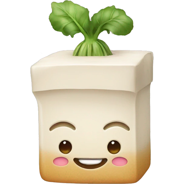 tofu with eggplant on head emoji