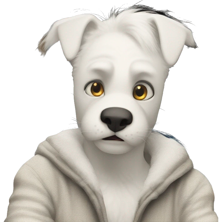 curious white cat staring camera emoji