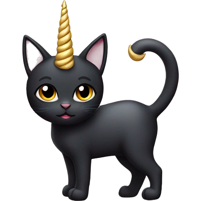 black cat as a unicorn emoji