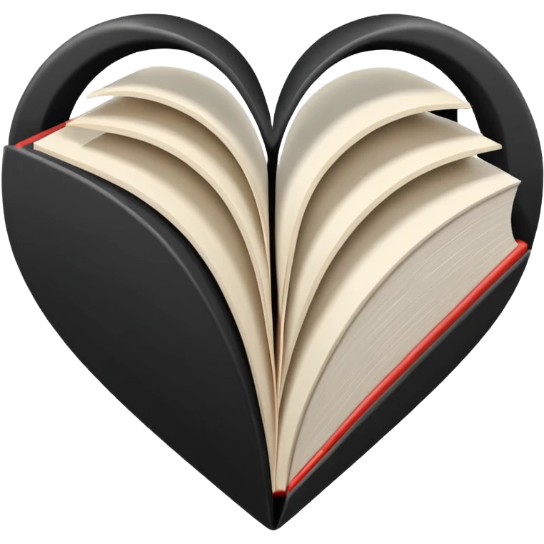  black and white heart + books emoji