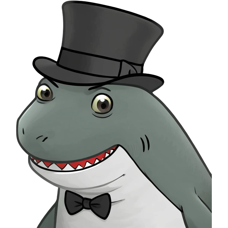 Shark with a top hat emoji
