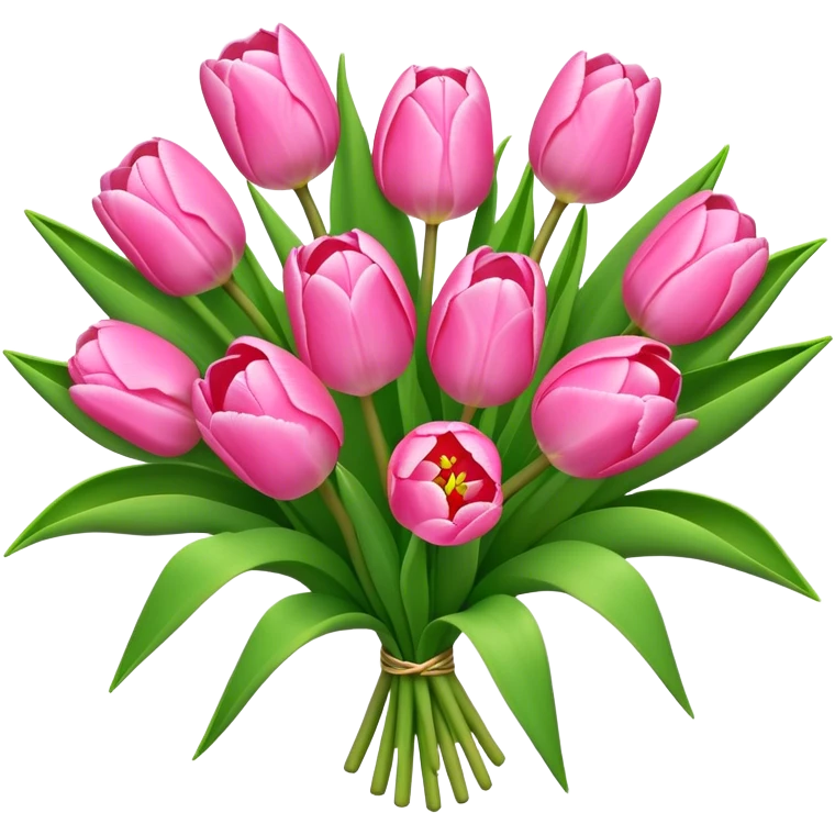 bouquet pink Tulip, luxuriant, stem, leaf, bud emoji