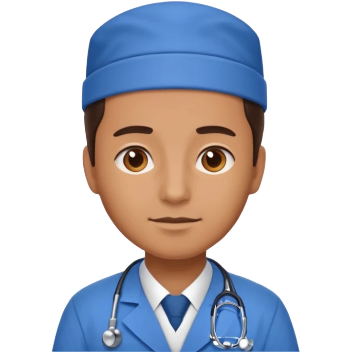 doctor con uniforme azul emoji