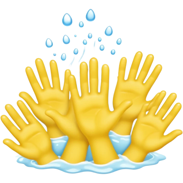 washing four yellow hands emoji