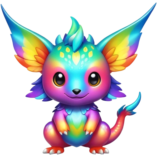 Exotic colorful chibi Fakémon-creature with random markings emoji