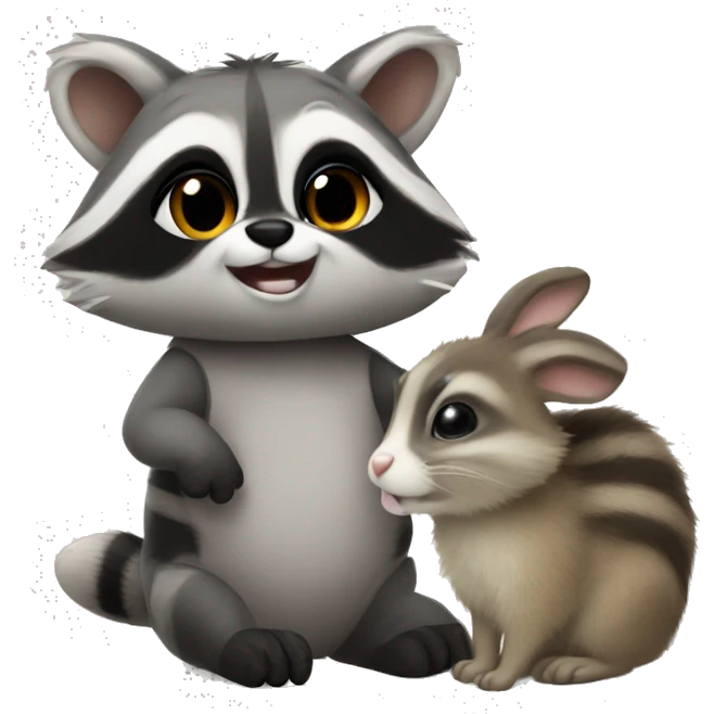 Raccoon and bunny baby emoji