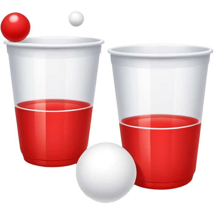 beer pong with a couple cups and white ping pong balls emoji