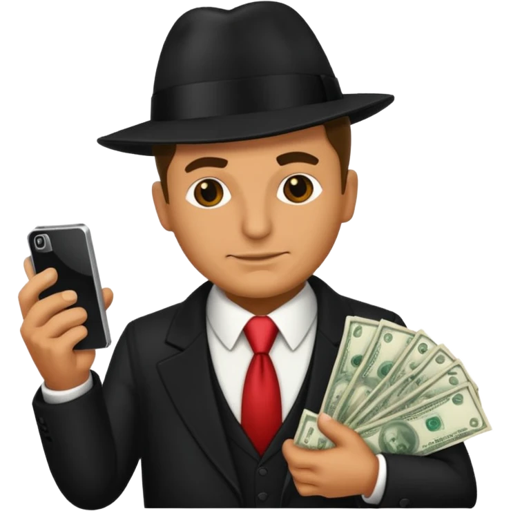 Mafia boss holding money and phone emoji