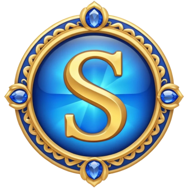 Create a custom emoji badge featuring a stylized letter “S”. Style it after the Challenger rank from League of Legends. Use gold & sapphire blue colors, radiant glow effects, and a majestic, high-prestige frame.
 emoji