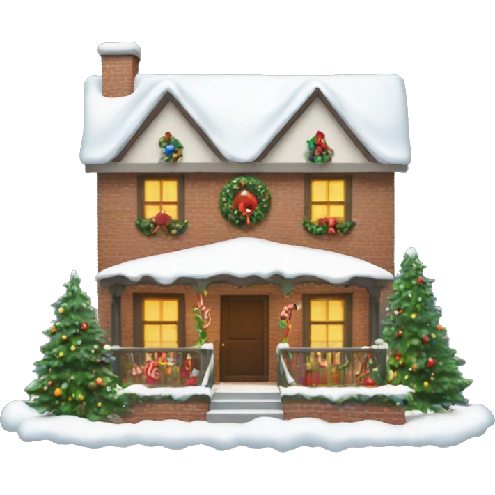 House decorated with Christmas decorations  emoji