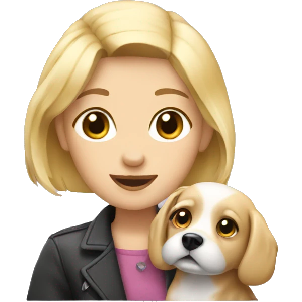 Blonde petting little dog emoji