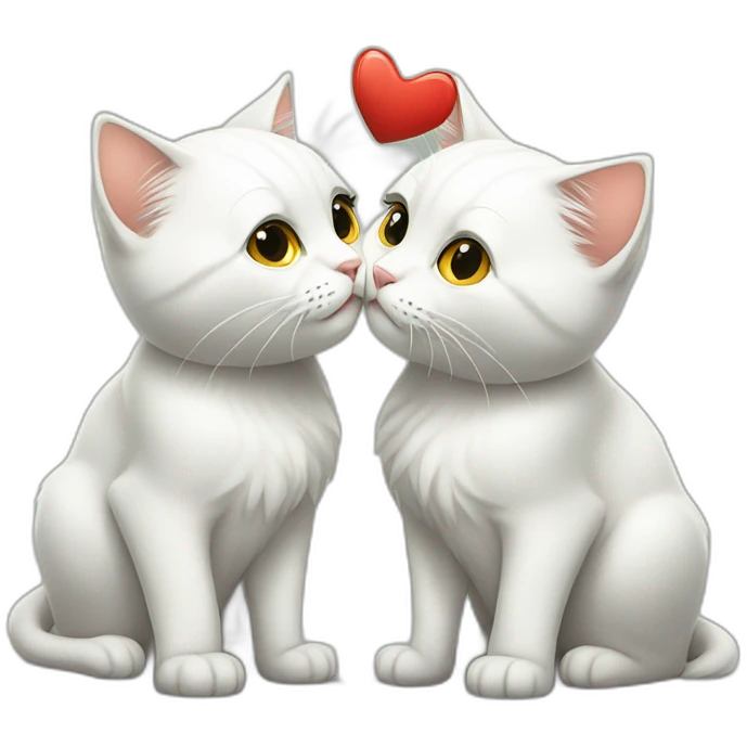 Two White cats kiss emoji