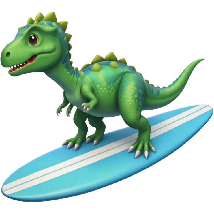 A dinosaur on a surfboard emoji