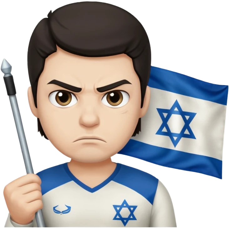 İsrail Bayrak tutan ve çok kızgın bakan adam sevmemiş gibi emoji