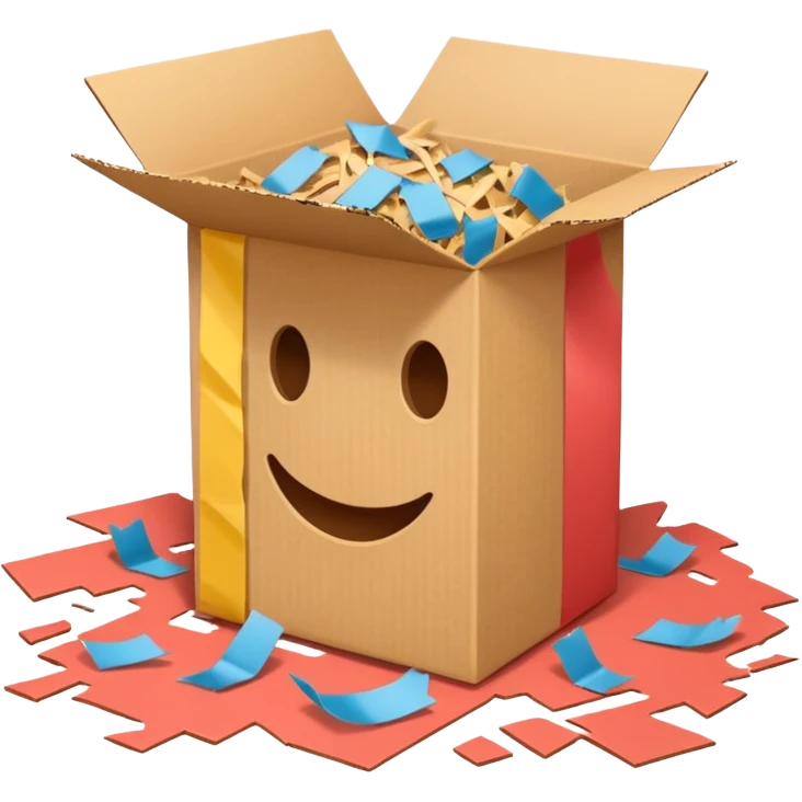 Generate a realistic emoji of a package being extremly desgtroyed  emoji