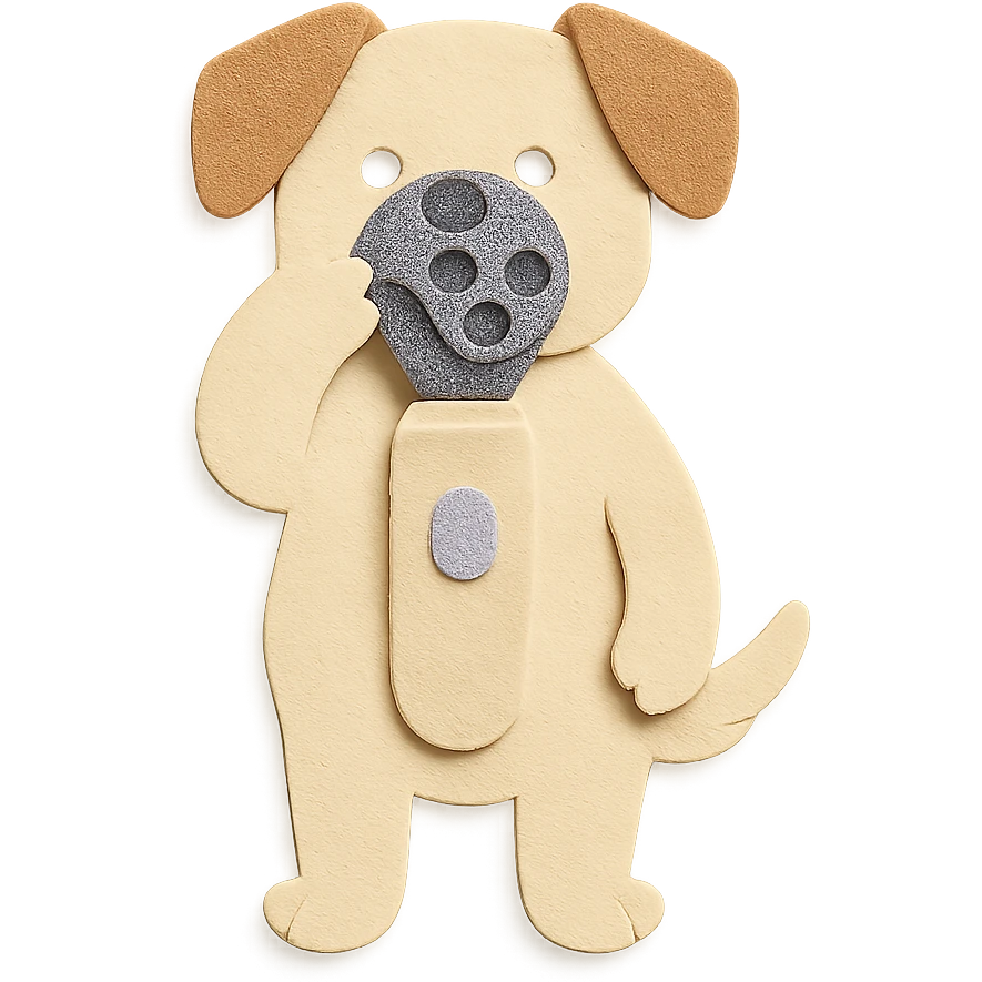 creamy beige electric shaver dog, brushing its fuzzy face, soft pastel, full-body emoji