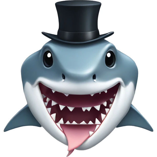 Shark with a top hat emoji
